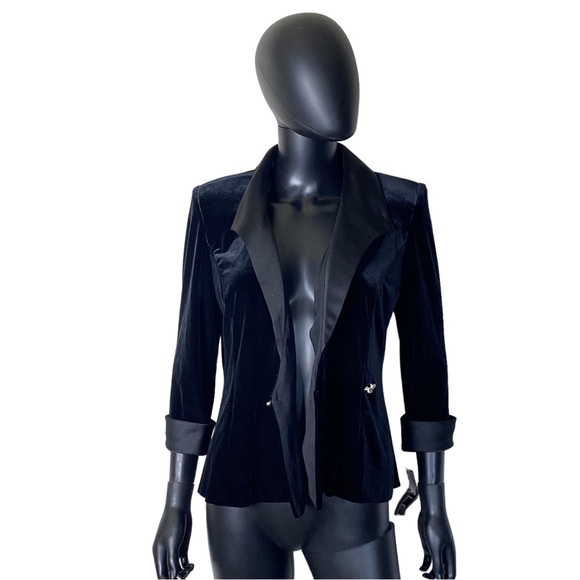 Alex evenings black velour jacket size M (b0) - Picture 3 of 5